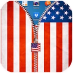 usa flag zipper lock android application logo